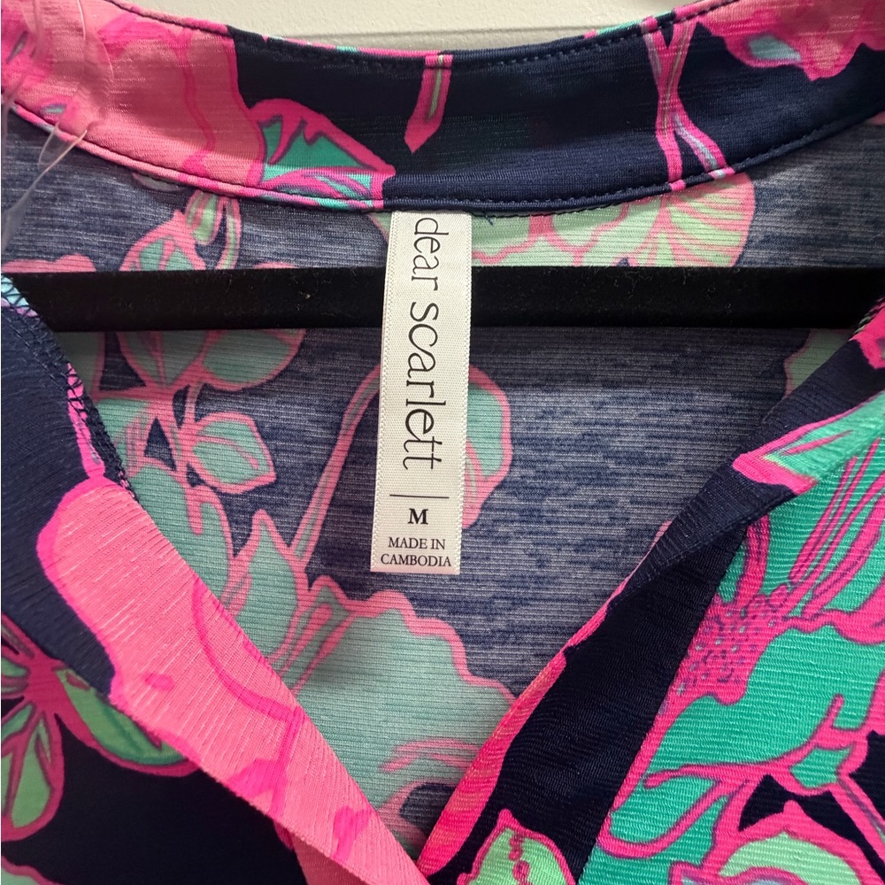 Dear Scarlett Lizzy Top - Pink and Green on Navy - Picture 2 of 6